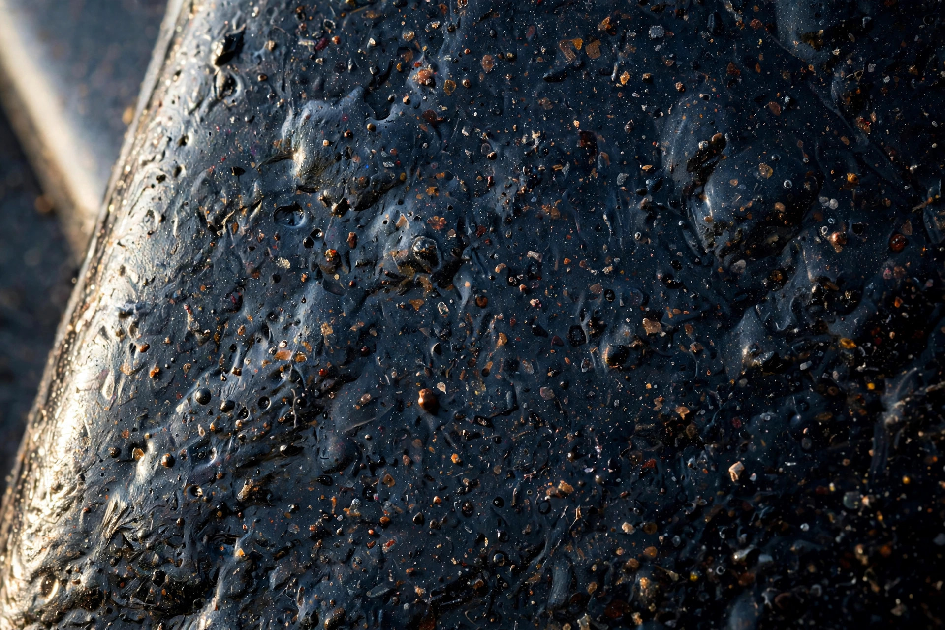 Macro view of bonded contaminants embedded in clear coat